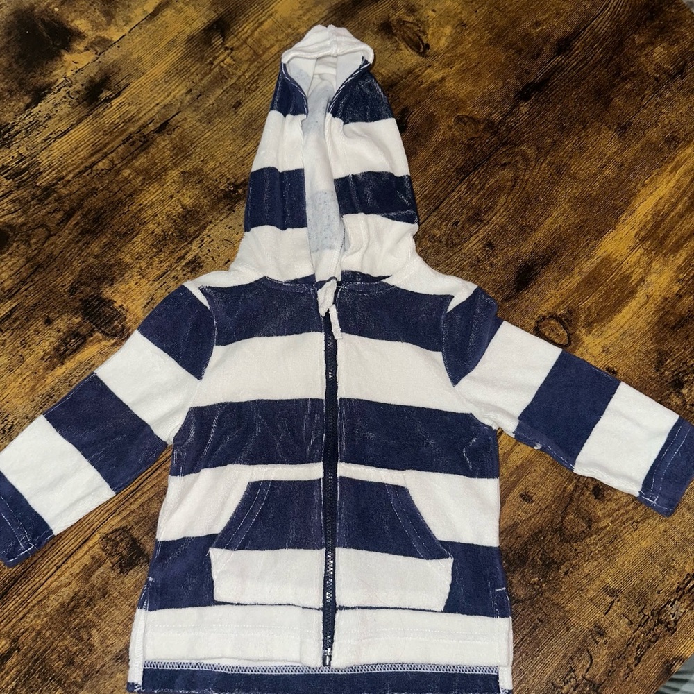Kids Striped Hoodie - Navy and White